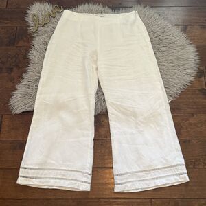 Banana Republic Pants Womens Size 10 Linen Wide Leg Crop Lagenlook Bottom Detail